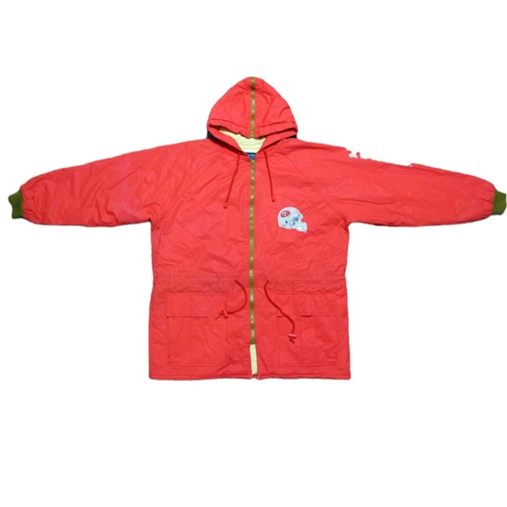 Vintage San Francisco 49ers Red Hooded Rain Parka Jacket Youth Large (12-14)
